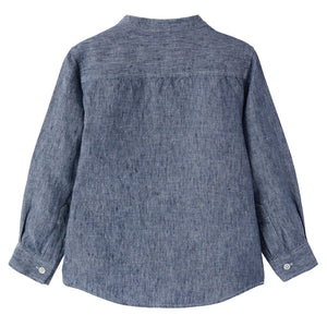 ViaMonte Shop | Il Gufo camicia bambino blu unito in puro lino