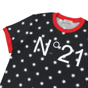 ViaMonte Shop | N°21 t-shirt teen nera in jersey di cotone stampato