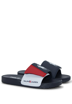 ViaMonte Shop | Polo Ralph Lauren bambino ciabatte Leary III color block con logo