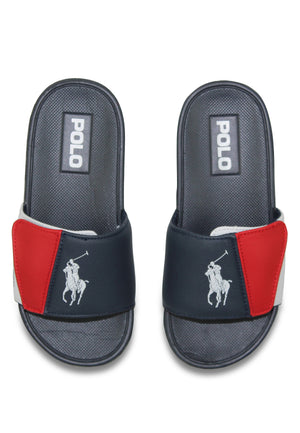 ViaMonte Shop | Polo Ralph Lauren bambino ciabatte Leary III color block con logo