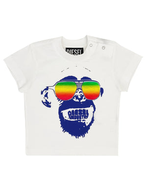 ViaMonte Shop | Diesel Kid t-shirt Tonkeyb bianca neonato in cotone