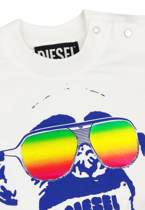 ViaMonte Shop | Diesel Kid t-shirt Tonkeyb bianca neonato in cotone