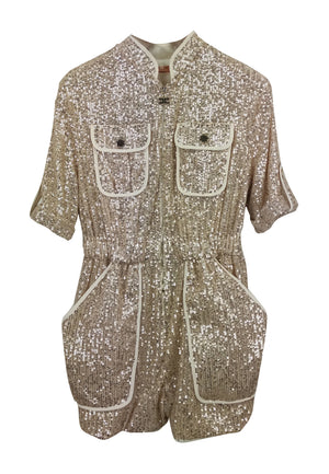 ViaMonte Shop | Elisabetta Franchi tuta burro ragazza corta full paillettes oro