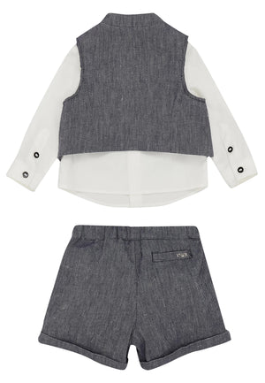 ViaMonte Shop | Emporio Armani completo blu neonato in misto lino