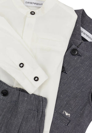 ViaMonte Shop | Emporio Armani completo blu neonato in misto lino