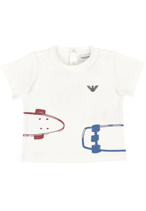ViaMonte Shop | Emporio Armani t-shirt panna neonato in jersey di cotone