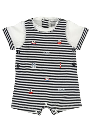 Emporio Armani pagliaccetto a righe neonato in jersey di cotone | ViaMonte Shop