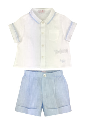 ViaMonte Shop | Il Gufo completo neonato in lino bicolor