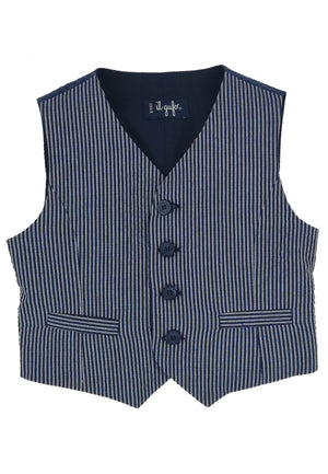 ViaMonte Shop | Il Gufo gilet blu a righe bambino in misto cotone