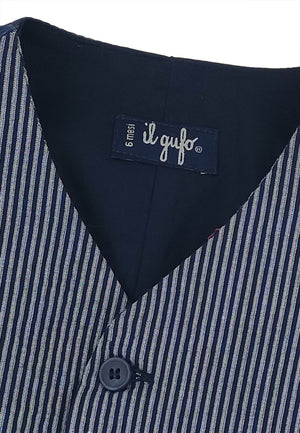 ViaMonte Shop | Il Gufo gilet blu a righe bambino in misto cotone
