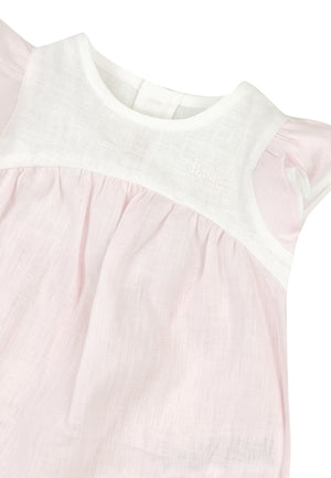 ViaMonte Shop | Il Gufo pagliaccetto bicolor neonata in lino