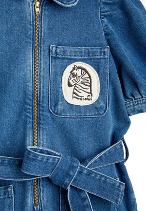 ViaMonte Shop | Mini Rodini tuta intera bambina in denim di cotone organico