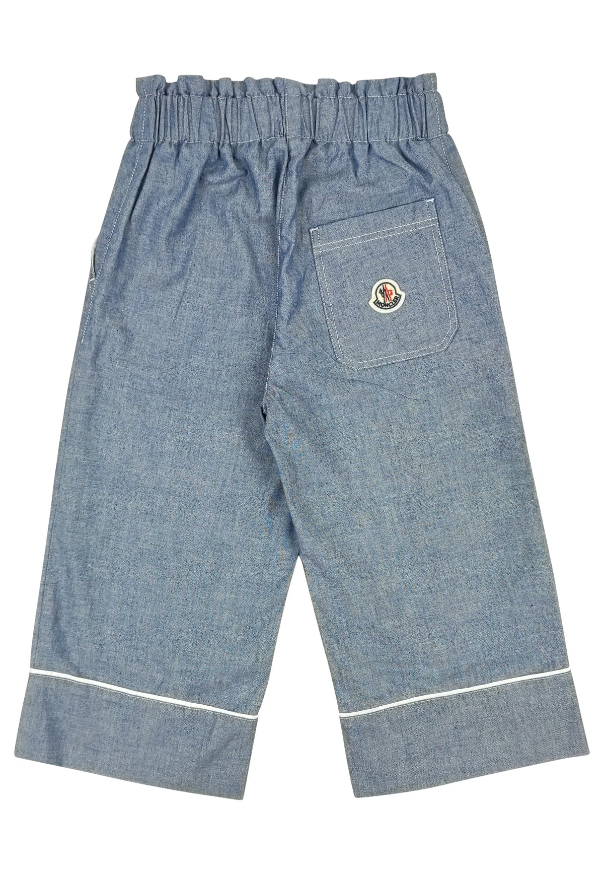 ViaMonte Shop | Moncler Enfant pantalone blu bambina in cotone chambray