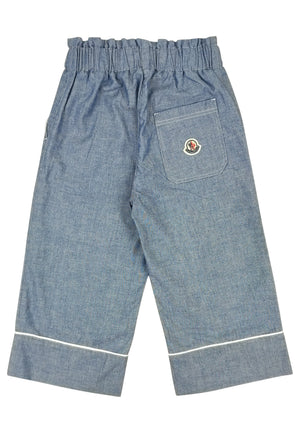 ViaMonte Shop | Moncler Enfant pantalone blu ragazza in cotone chambray