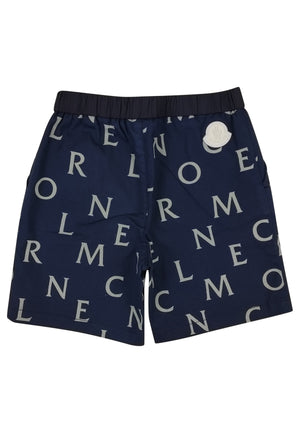 ViaMonte Shop | Moncler Enfant bermuda blu bambino in cotone stampato