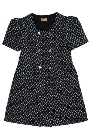 ViaMonte Shop | Elisabetta Franchi La Mia Bambina vestito doppiopetto nero ragazza in crepe