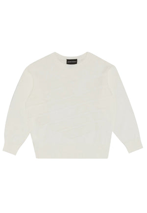 ViaMonte Shop | Emporio Armani maglia girocollo bianca bambino in cotone