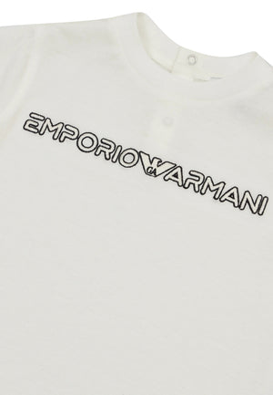 ViaMonte Shop | Emporio Armani T-Shirt neonato bianca con logo a contrasto