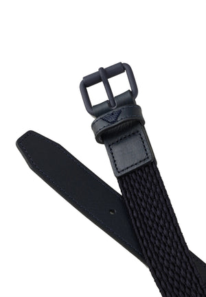 ViaMonte Shop | Emporio Armani cintura blu ragazzo in tessuto intrecciato