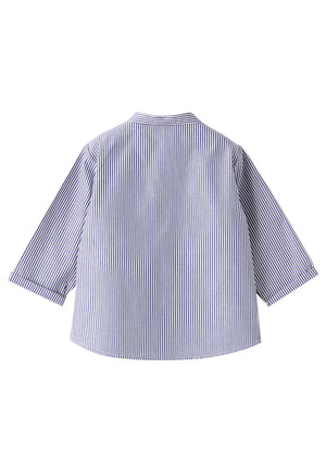 ViaMonte Shop | Il Gufo neonato camicia blu oceano a righe in puro cotone