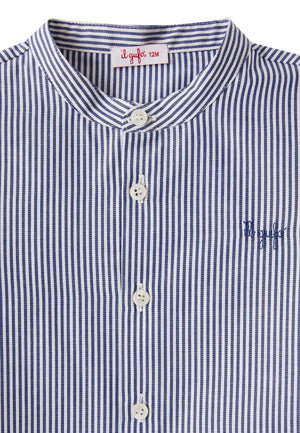 ViaMonte Shop | Il Gufo neonato camicia blu oceano a righe in puro cotone
