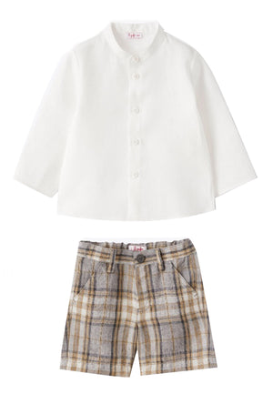 ViaMonte Shop | Il Gufo completo beige neonato in puro lino
