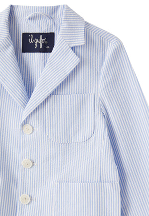 ViaMonte Shop | Il Gufo giacca a righe azzurre e bianche bambino in cotone