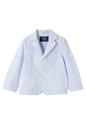 ViaMonte Shop | Il Gufo giacca a righe azzurre e bianche bambino in cotone