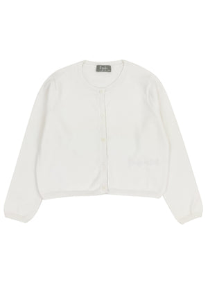 ViaMonte Shop | Il Gufo maglia cardigan bianca bambina in cotone organico