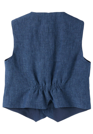 ViaMonte Shop | Il Gufo gilet blu bambino in lino