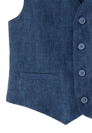 ViaMonte Shop | Il Gufo gilet blu bambino in lino