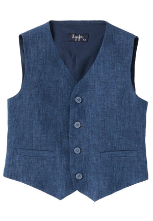 ViaMonte Shop | Il Gufo gilet blu bambino in lino