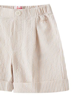 ViaMonte Shop | Il Gufo bermuda a righe corda scuro neonato in cotone