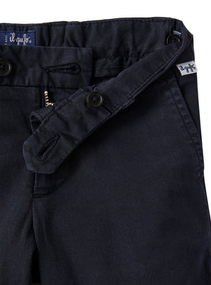 Il Gufo bermuda blu bambino in gabardina di cotone stretch | ViaMonte Shop