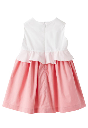 ViaMonte Shop | Il Gufo vestito smanicato color block neonata in raso di cotone