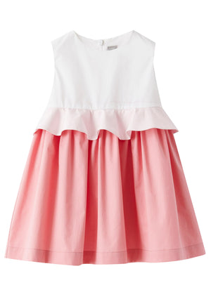 ViaMonte Shop | Il Gufo vestito smanicato color block neonata in raso di cotone