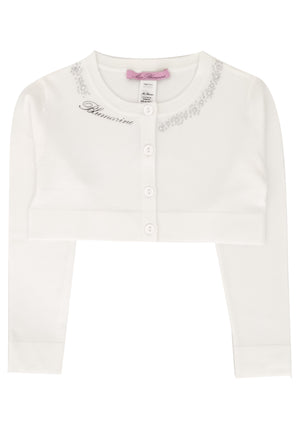 ViaMonte Shop | Miss Blumarine maglia cardigan bianca bambina in misto viscosa