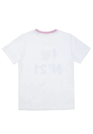 ViaMonte Shop | N° 21 t-shirt bianca ragazza in jersey di cotone