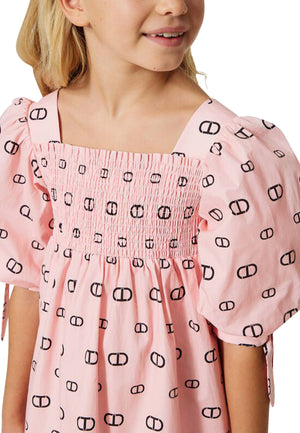 ViaMonte Shop | Twinset vestito rosa bambina in cotone