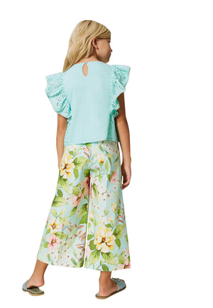 ViaMonte Shop | Twinset pantalone multicolor ragazza in cotone