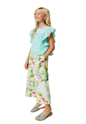 ViaMonte Shop | Twinset pantalone multicolor ragazza in cotone