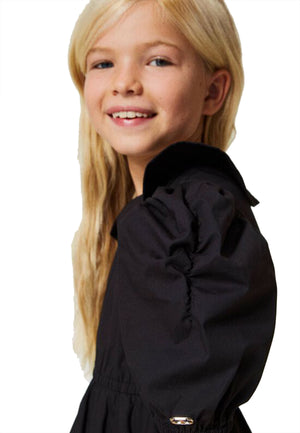 Twinset vestito nero ragazza in cotone | ViaMonte Shop