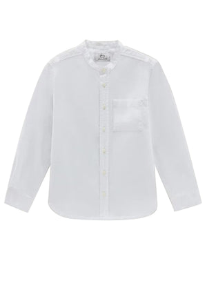 ViaMonte Shop | Woolrich camicia ragazzo bianca in misto cotone e lino