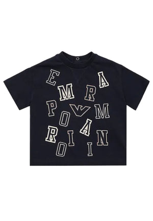 ViaMonte Shop | Emporio Armani t-shirt blu navy neonato in cotone