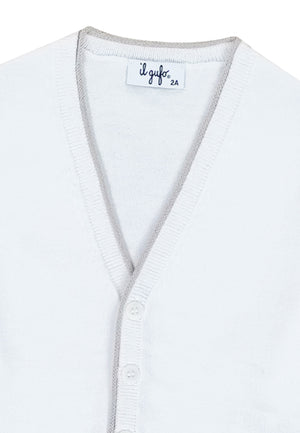 ViaMonte Shop | Il gufo maglia cardigan bianco bambino in cotone