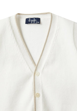 ViaMonte Shop | Il gufo maglia cardigan bianco neonato in cotone
