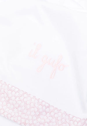 ViaMonte Shop | Il Gufo copertina bianca/rosa neonata in cotone
