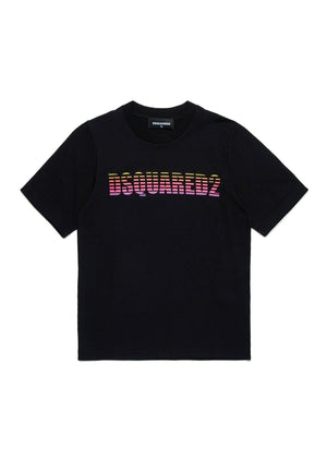 Dsquared2 t-shirt nera bambino in cotone