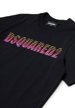 Dsquared2 t-shirt nera bambino in cotone