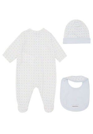 ViaMonte Shop | Emporio Armani completo bianco/beige neonato in jersey di cotone